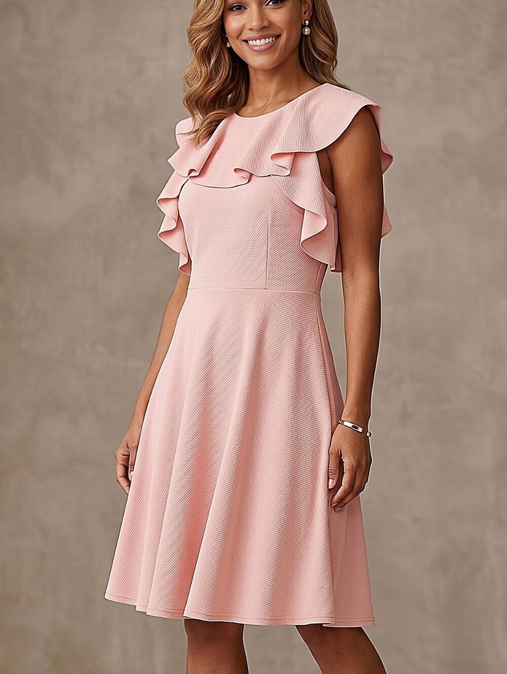NWT! ASOS Blush Pink Ruffle Sleeveless Fit & Flare Dress